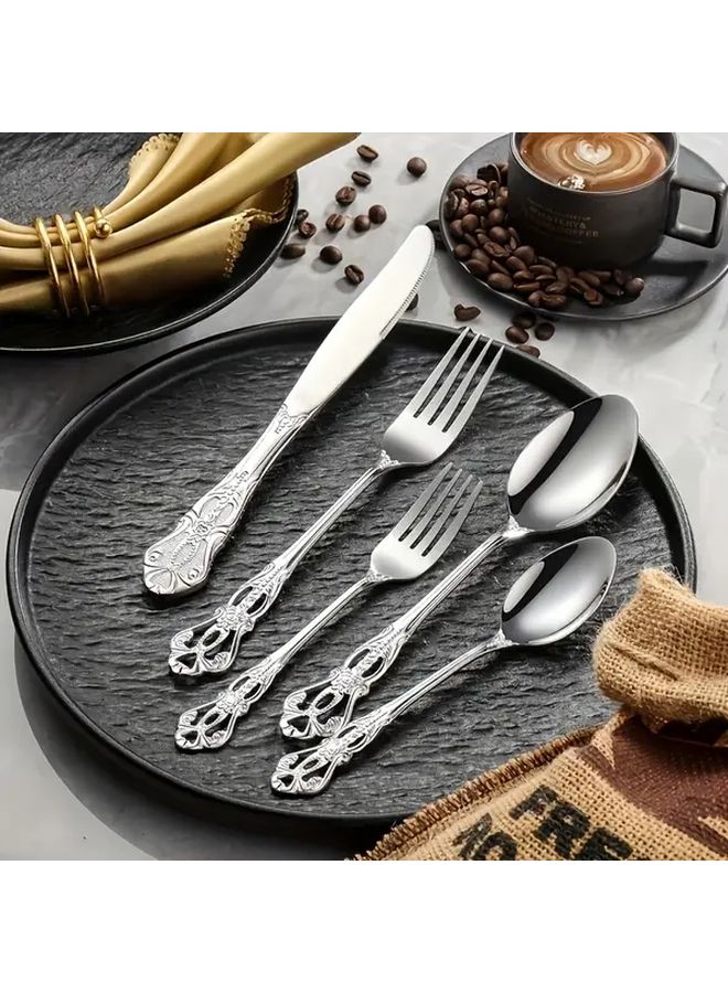 30 Piece Stainless Steel Cutlery Set Silvery Mirror Polished Dishwasher Safe - Image 2
